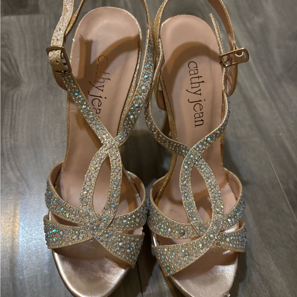 Cathy Jean Sparkling Gold Heels